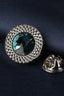 Round Teal Crystal Men's Lapel Pin