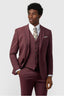 Charming Burgundy 3 Pieces Notched Lapel Suits For Men