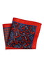 Bright Red Border Blue Paisley Double-Sided Men's Pocket Square