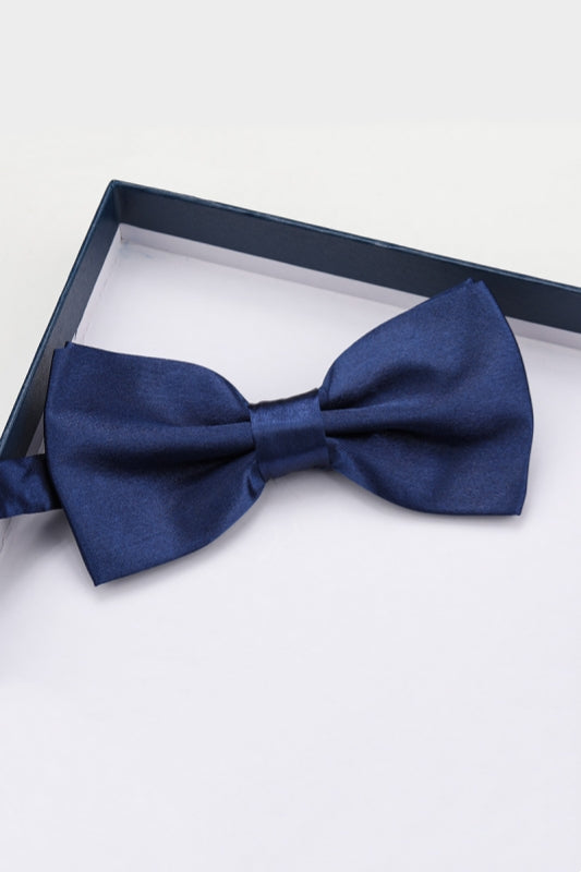 Stylish Navy Satin Bow Tie
