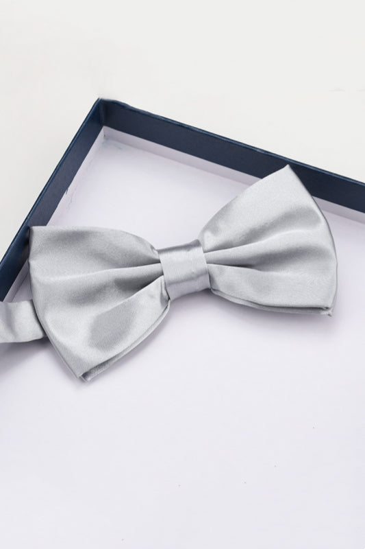Modern Gray Satin Bow Tie
