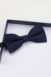 Trendy Navy Striped Bow Tie