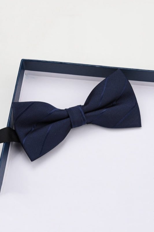 Trendy Navy Striped Bow Tie
