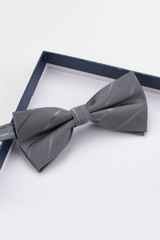 Latest Gray Striped Bow Tie