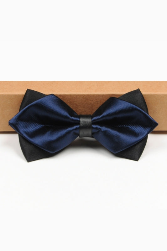 Two-Tone Navy Pointed Men's Bow Tie