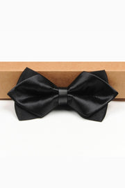Solid Black Double Layer Pointed Men's Bow Tie