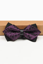 Purple Plaid Double Layer Pointed Men's Bow Tie