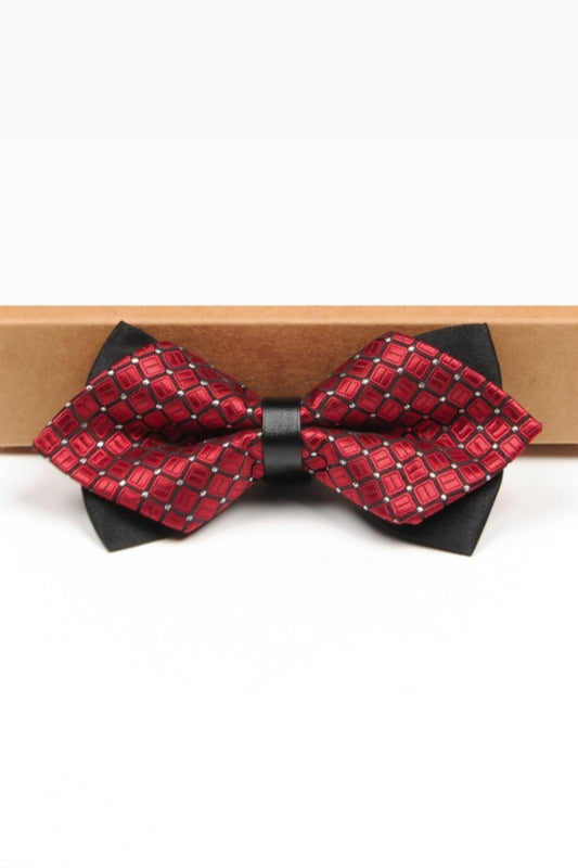 Red Plaid Double Layer Pointed Men's Bow Tie Main image