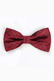 Burgundy Check Formal Bow Tie