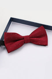 Burgundy White Dot Men's Bow Tie
