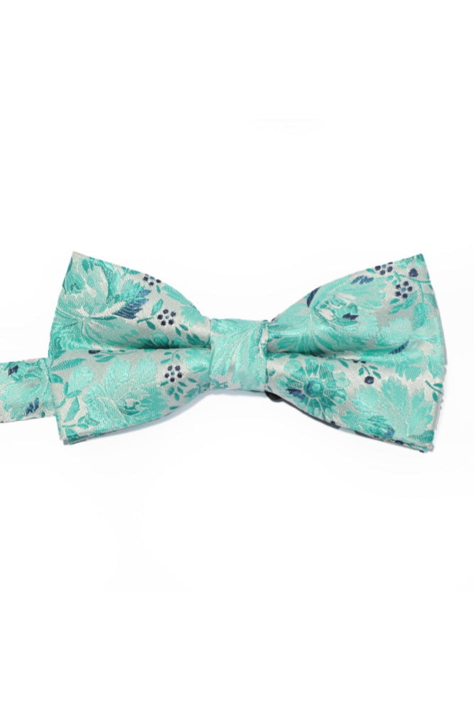 Mint Green Floral Jacquard Men's Bow Tie