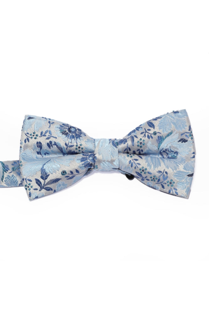 Sky Blue Floral Jacquard Men's Bow Tie