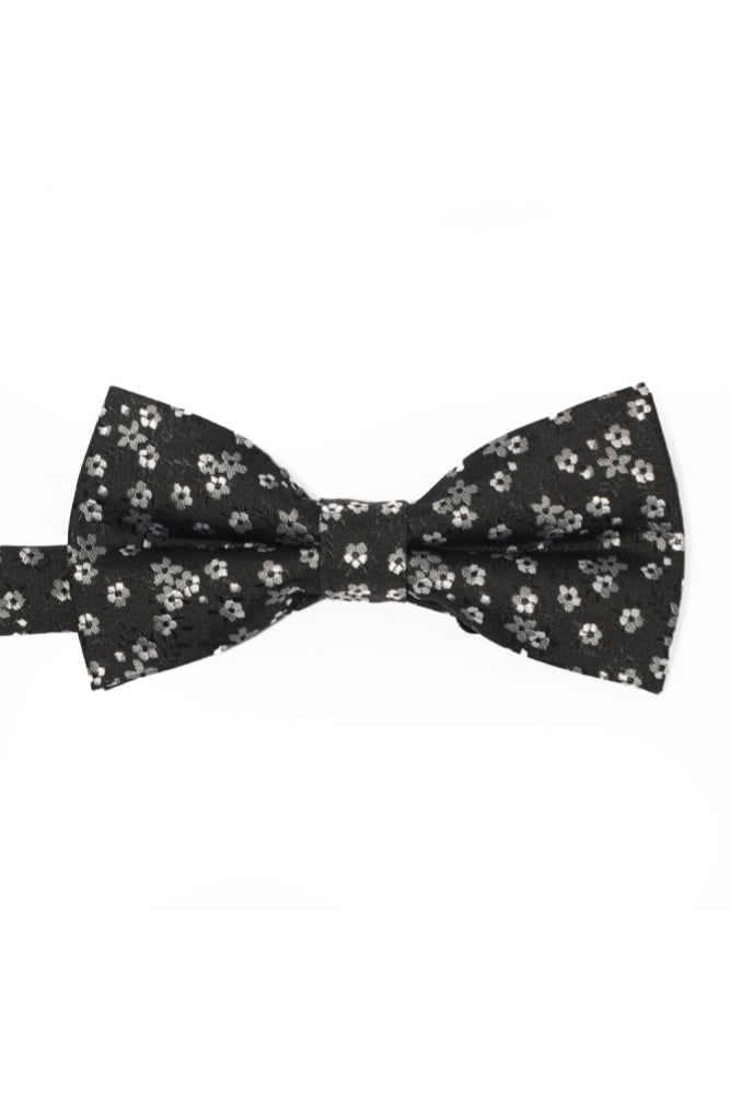 Black Base White Floral Jacquard Men's Bow Tie Main image