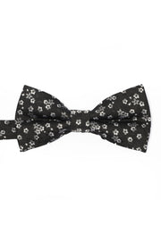 Black Base White Floral Jacquard Men's Bow Tie