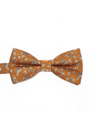 Gold Base White Floral Jacquard Men's Bow Tie