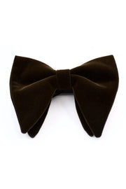 Brown Velvet Large Pointed Bow Tie For Men