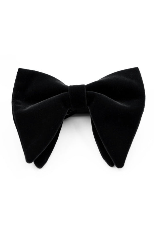 Black Velvet Large Pointed Bow Tie For Men