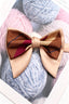 Champagne Double Layer Striped Pointed Bow Tie