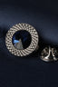 Round Dark Blue Crystal Men's Lapel Pin