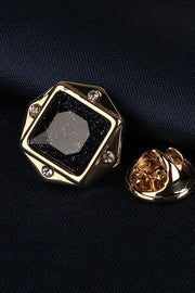 Gold Octagonal Starry Sand Crystal Men's Lapel Pin