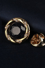 Gold Swirl Halo Starry Sand Crystal Men's Lapel Pin