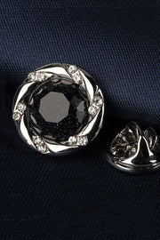 Silver Swirl Halo Starry Sand Crystal Men's Lapel Pin
