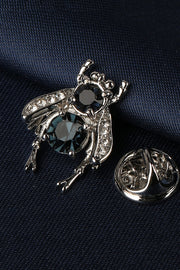 Silver Bee Teal Crystal Men's Lapel Pin