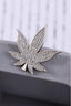 Silver Full Pave Crystal Maple Leaf Men's Lapel Pin