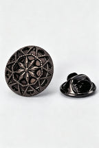 Black Hollow Floral Men's Lapel Pin