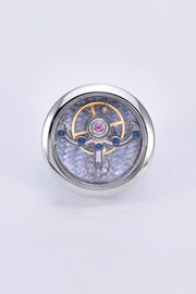 Vintage Silver Mechanical Lapel Pin For Men