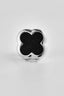Silver Four Leaf Clover Black Starry Sand Lapel Pin For Men