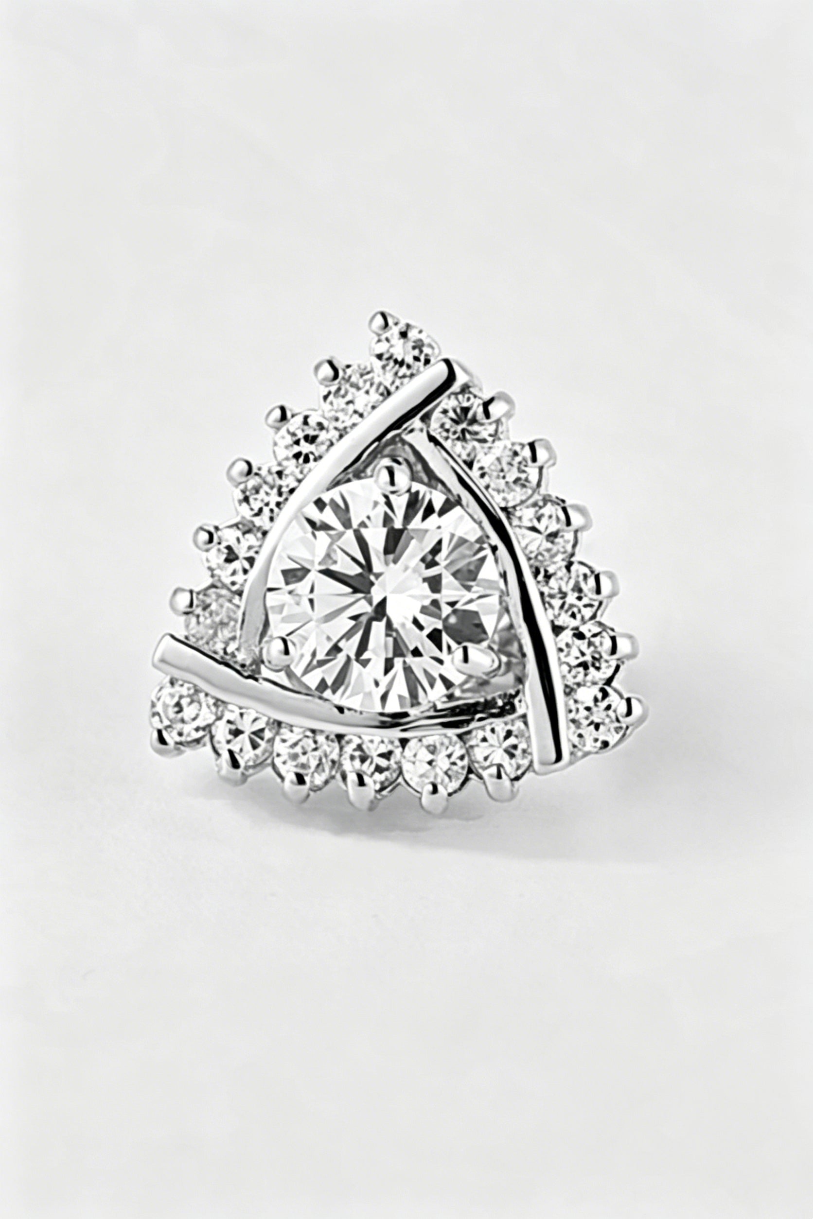 Silver Triangle Halo Round Crystal Men's Lapel Pin