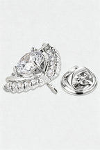 Silver Triangle Halo Round Crystal Men's Lapel Pin