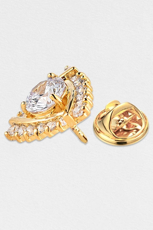 Gold Triangle Halo Round Crystal Lapel Pin For Men