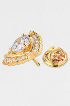 Gold Triangle Halo Round Crystal Lapel Pin For Men