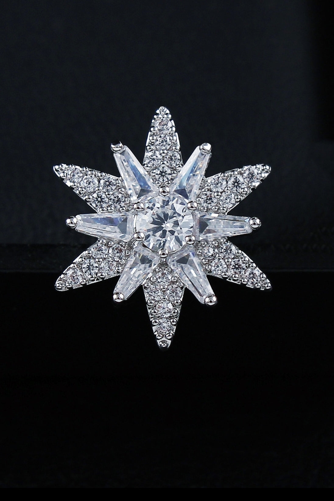 Shiny Silver Six-pointed Star Men's Lapel Pin