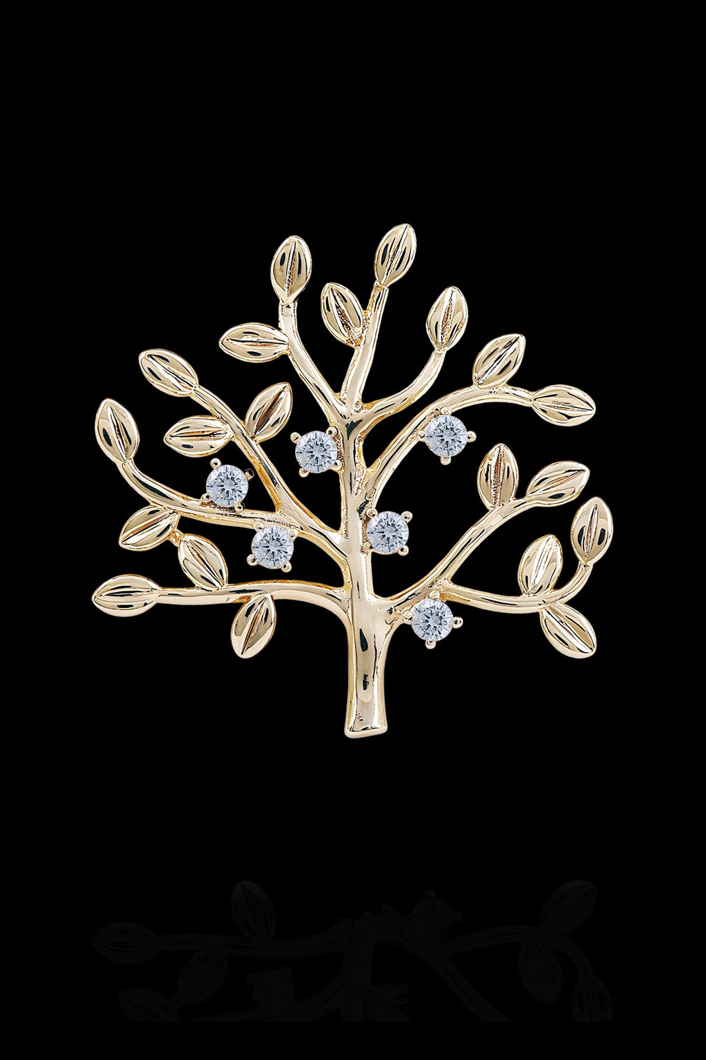 Gold Tree Crystal Men's Lapel Pin
