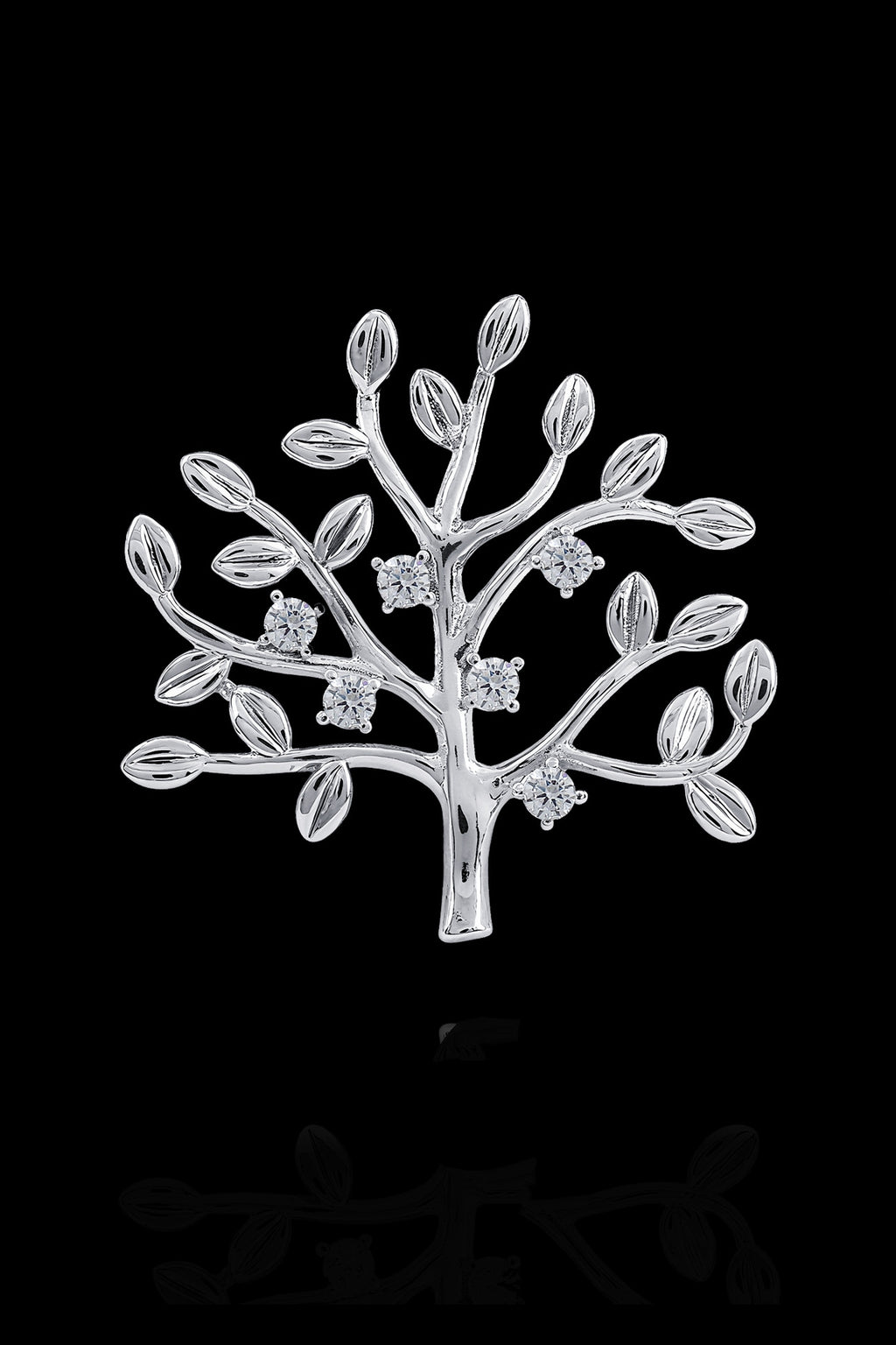 Silver Tree Crystal Men's Lapel Pin