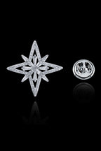 Silver Hollow Cross Star Crystal Lapel Pin