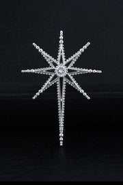 Silver Beaded Star Crystal Lapel Pin For Men