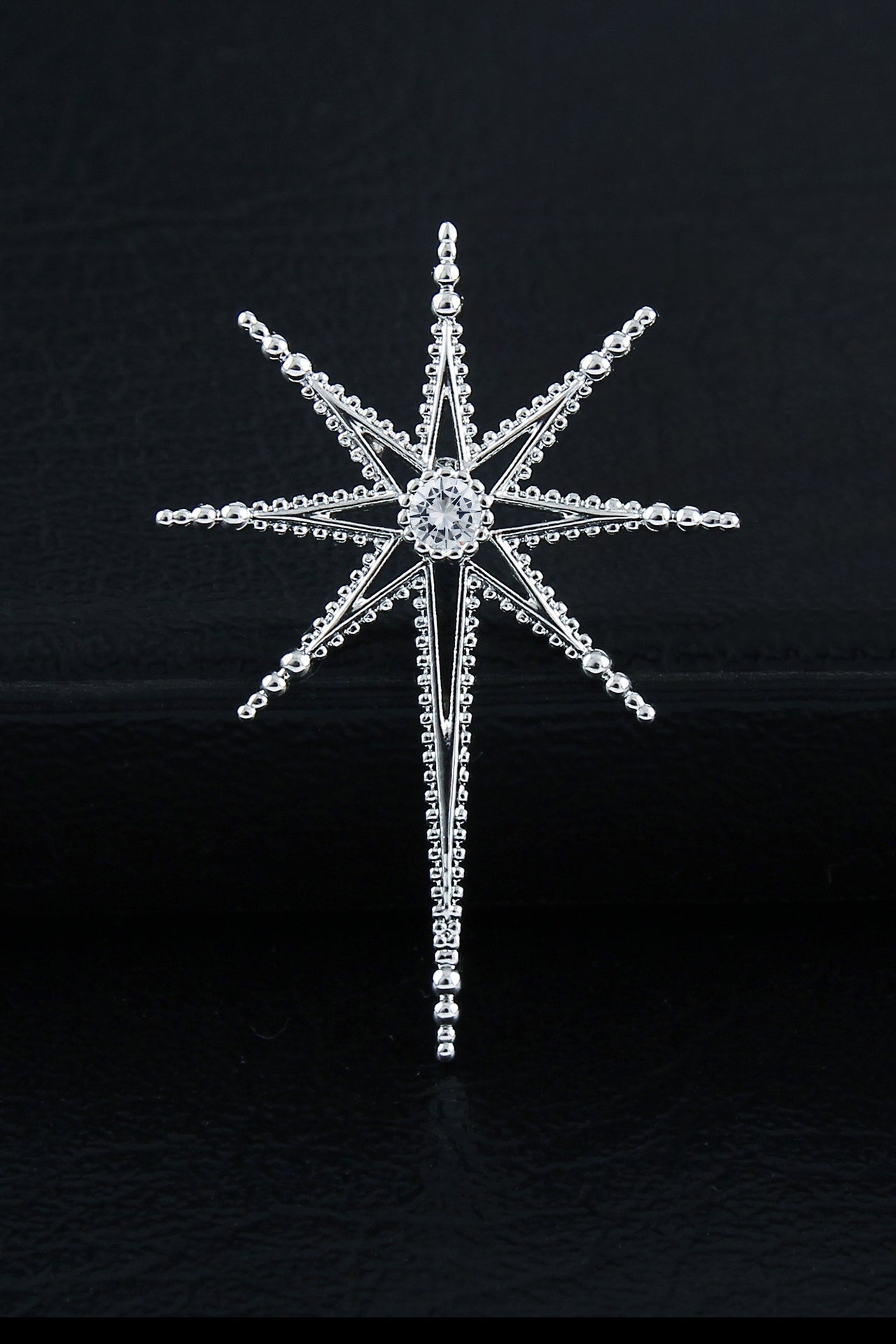 Silver Beaded Star Crystal Lapel Pin For Men