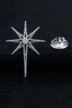 Silver Beaded Star Crystal Lapel Pin For Men