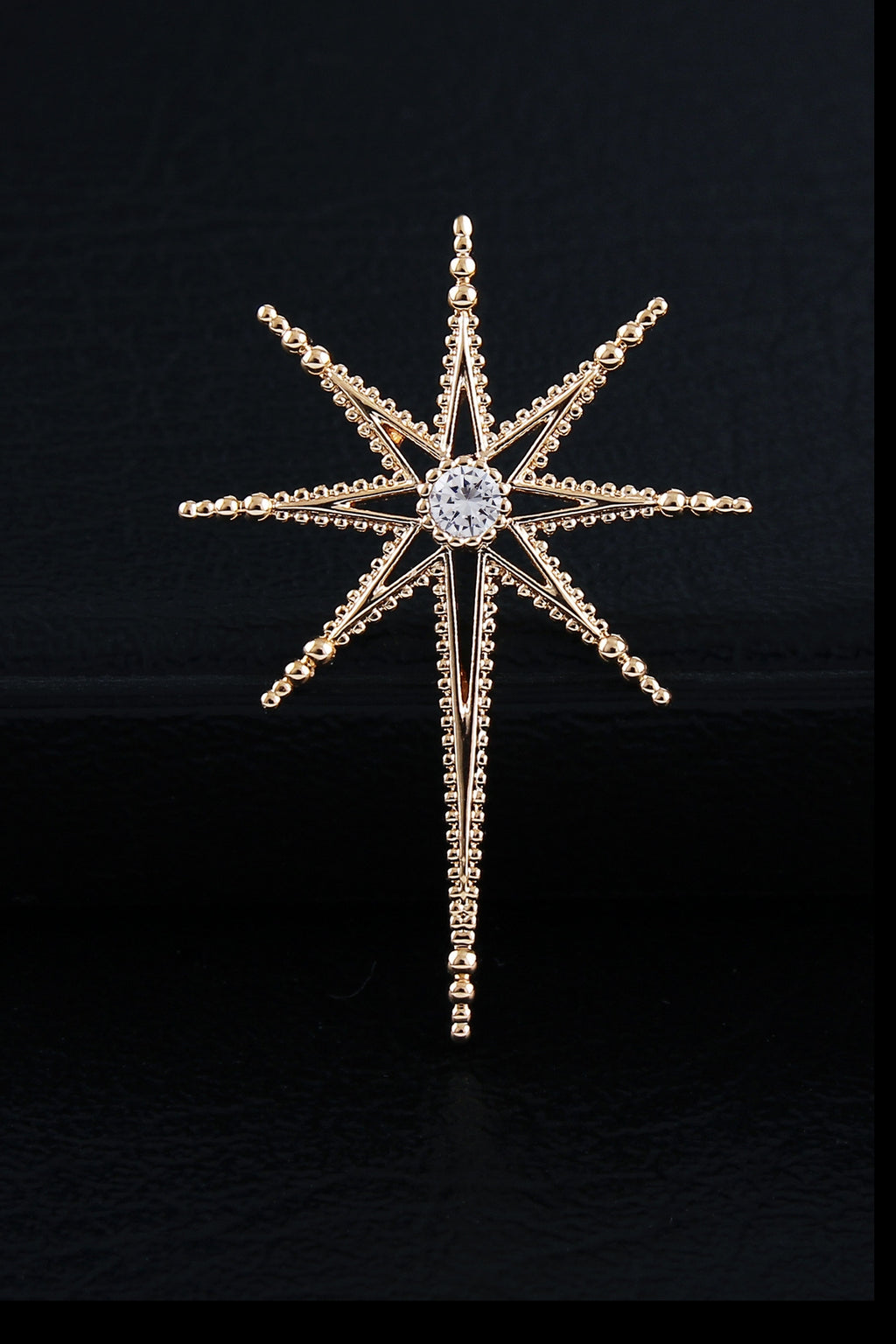 Gold Beaded Star Crystal Lapel Pin For Men