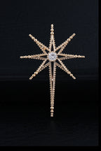 Gold Beaded Star Crystal Lapel Pin For Men