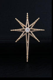 Gold Beaded Star Crystal Lapel Pin For Men