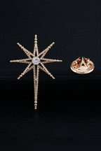 Gold Beaded Star Crystal Lapel Pin For Men