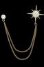 Gold Sun Star Double Chain Tassel Lapel Pin For Men