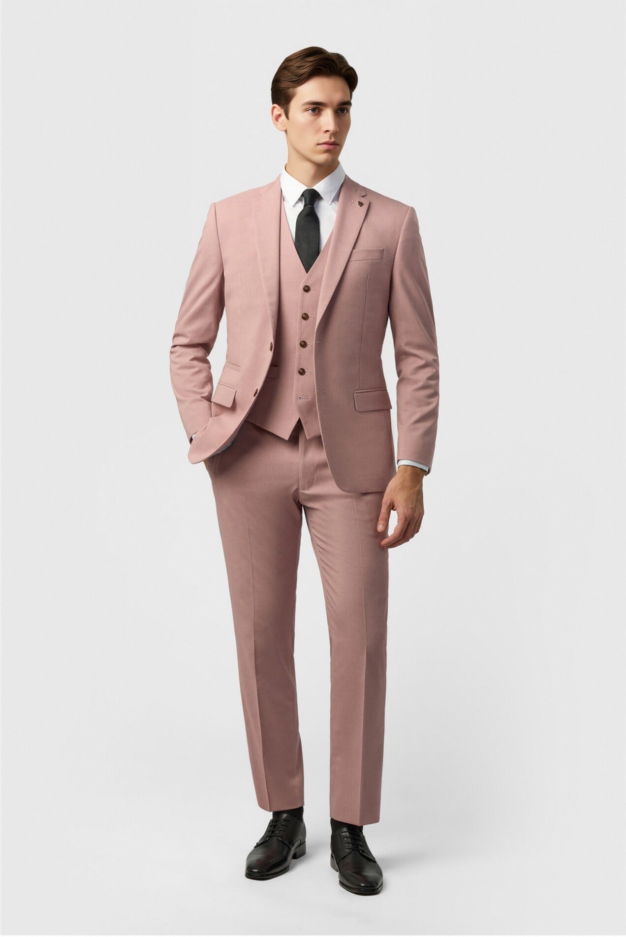 Trendy Pink 3 Pieces Notched Lapel Men Suit Secondary image