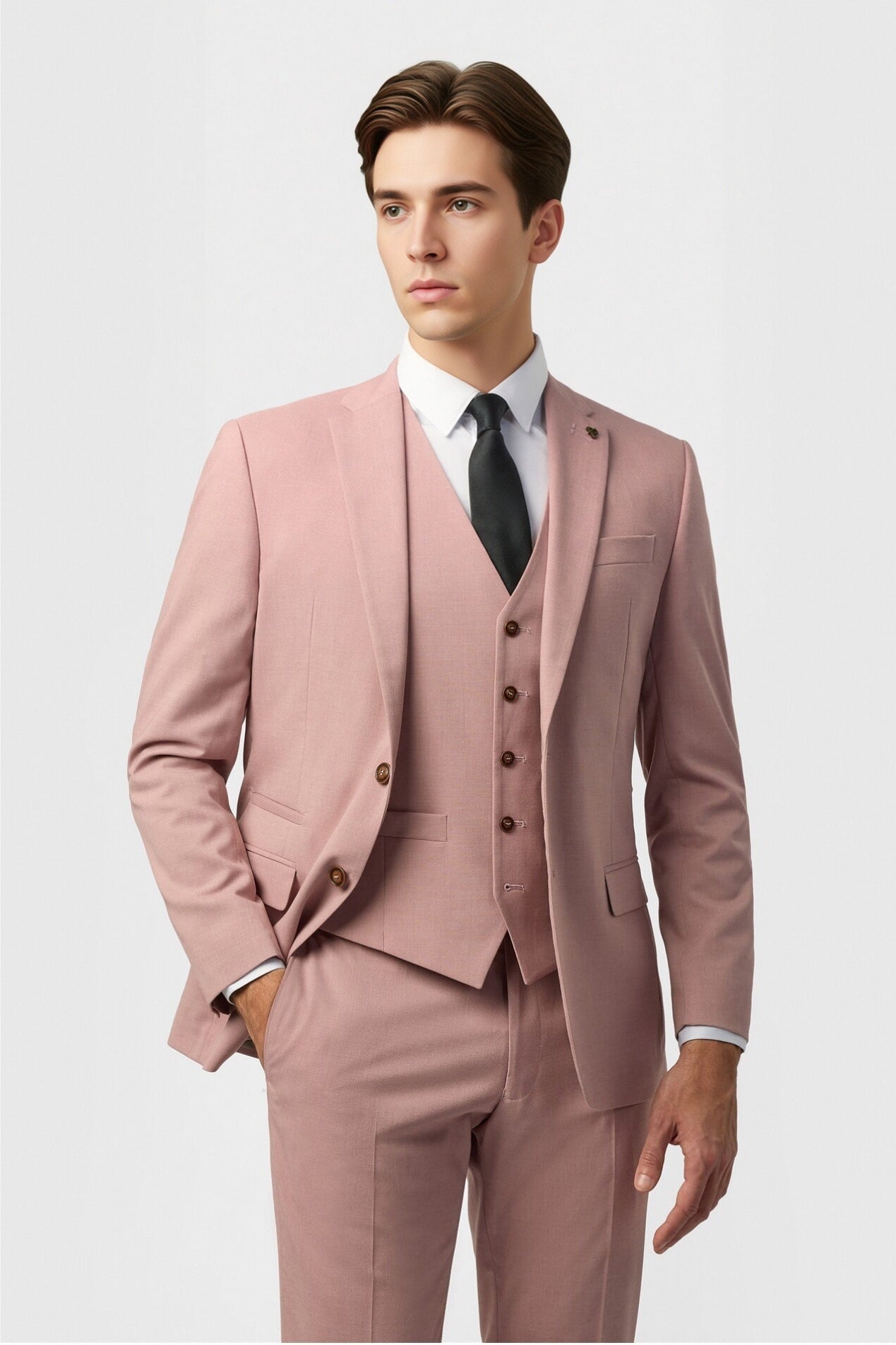 Trendy Pink 3 Pieces Notched Lapel Men Suit