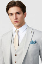 Handsome Gray Notched Lapel Men Suit With Waistcoat